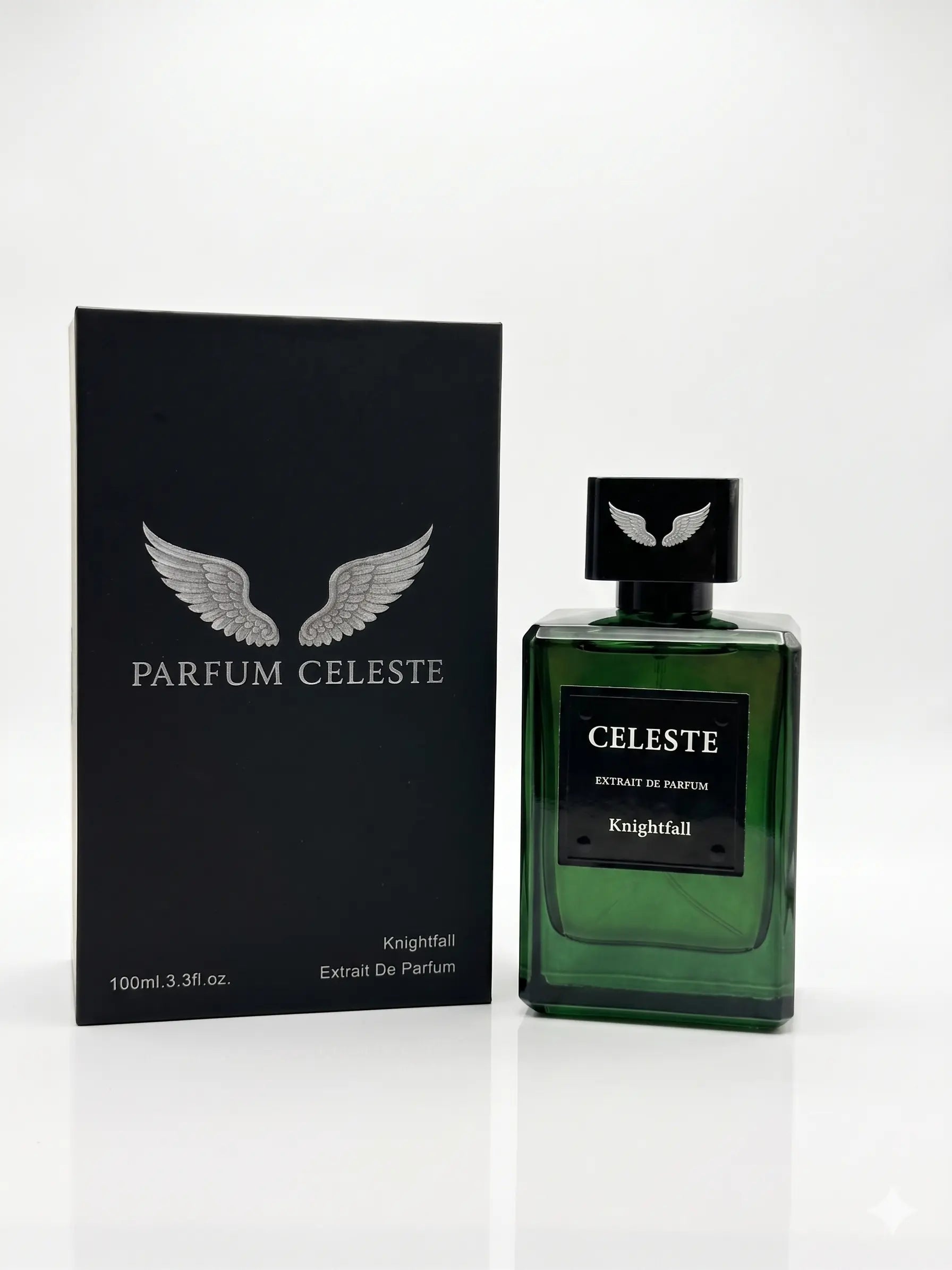 Knightfall extrait de parfum bottle by Parfum Celeste, a bold long-lasting unisex fragrance with pomegranate, rose and amber notes