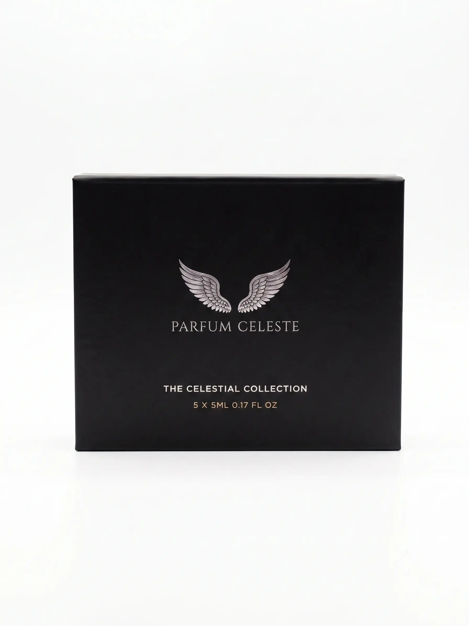 Parfum Celeste 5-piece mini discovery set featuring all five signature unisex extrait de parfum fragrances