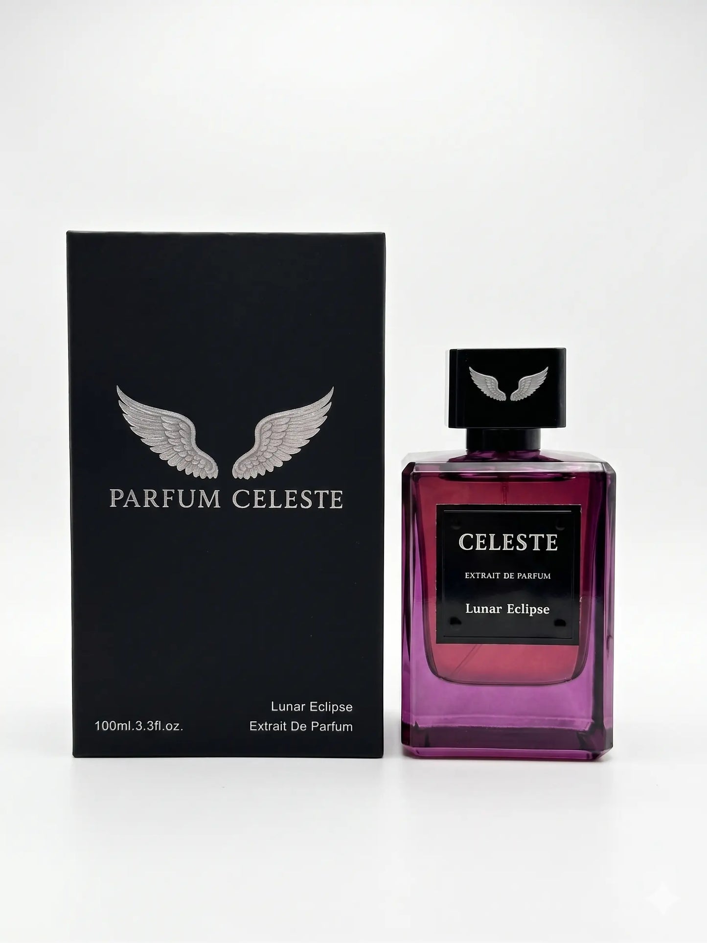 Lunar Eclipse extrait de parfum bottle by Parfum Celeste, a sophisticated evening fragrance with passionfruit, oud and rose notes