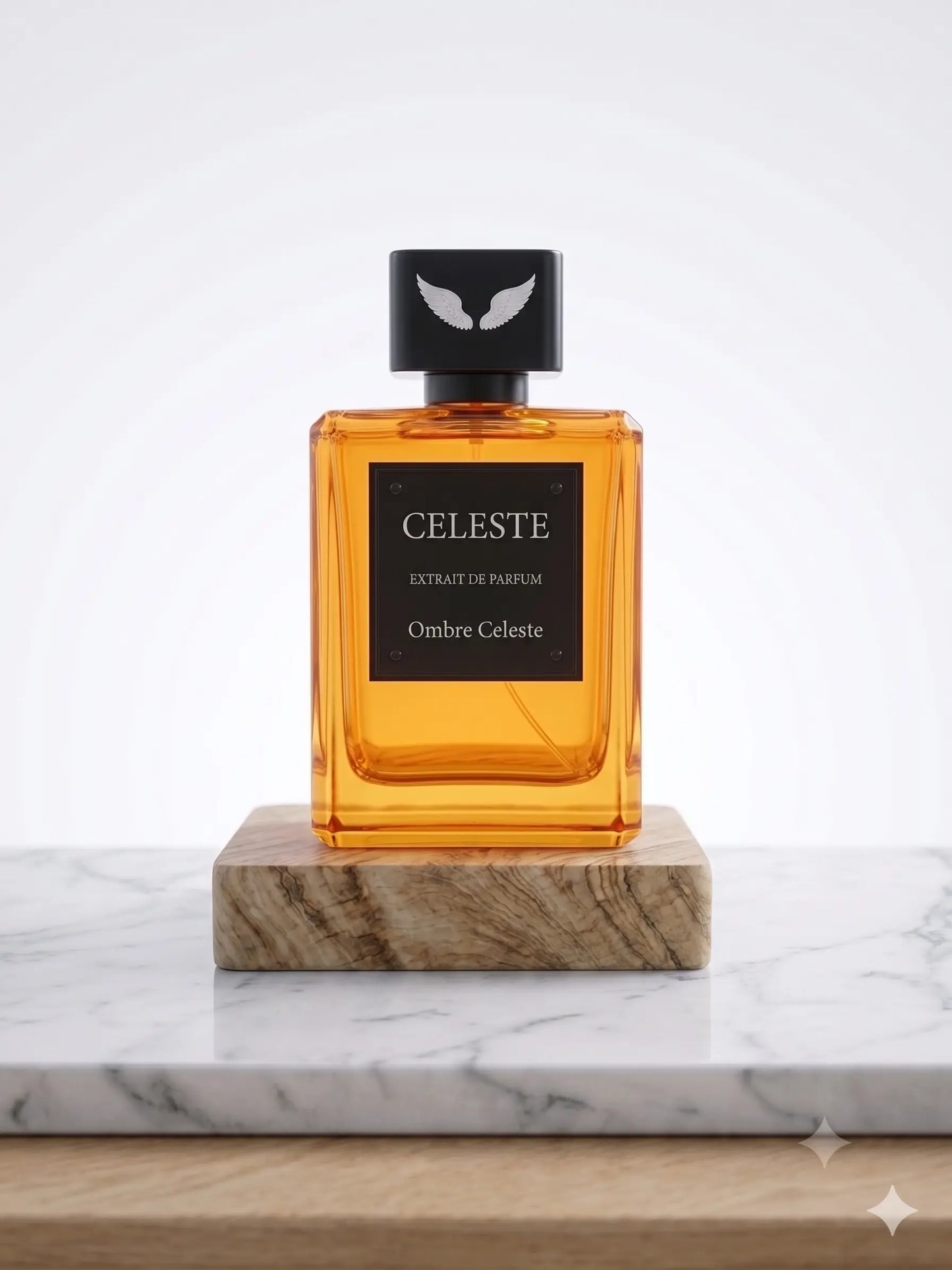 Ombre Celeste extrait de parfum bottle by Parfum Celeste, a luxury unisex fragrance with citrus, jasmine and amber-vanilla notes