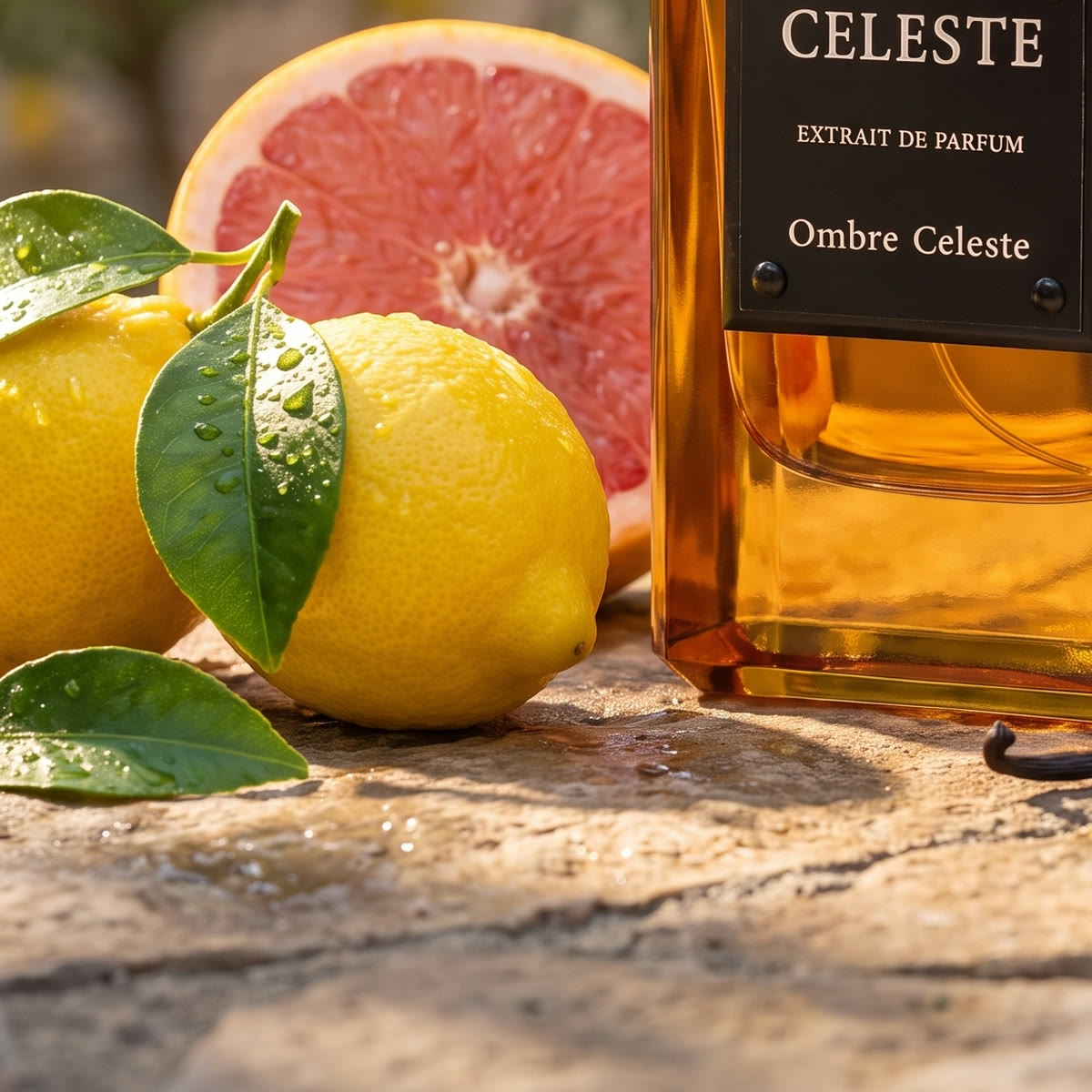 The ingredients of Ombre Celeste as they lie beside the bottle